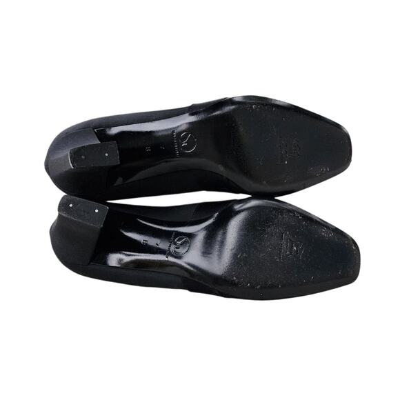 St. John Black Fabric Square Crystal Accent Italian Pumps 7 - Picture 5 of 8